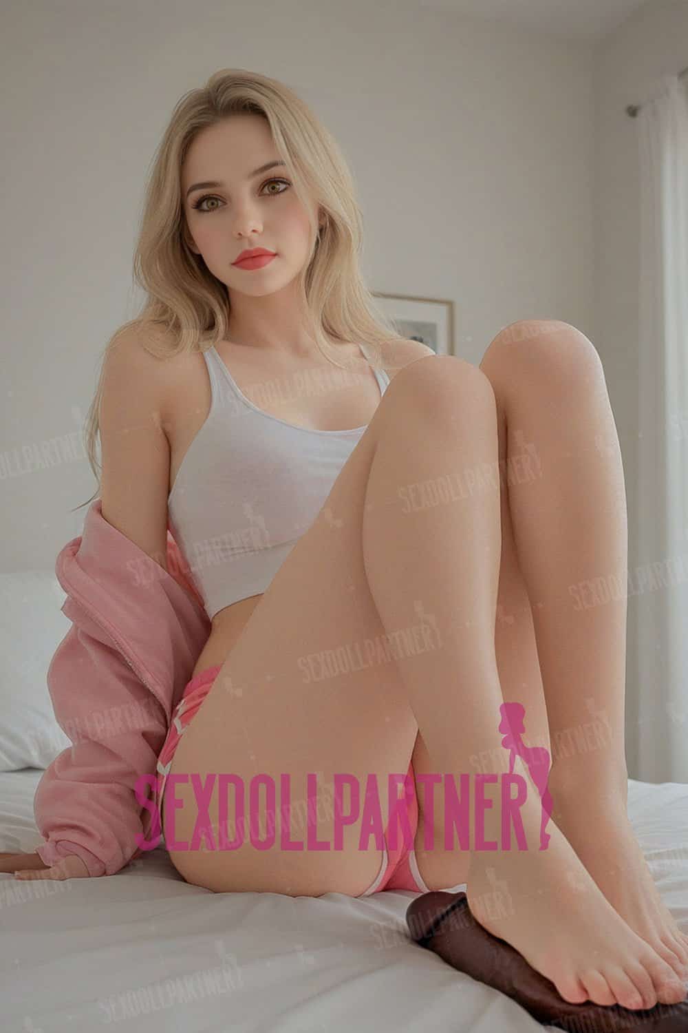 Realistic sex doll with female model poses, lifelike features, and detailed craftsmanship for adult pleasure.