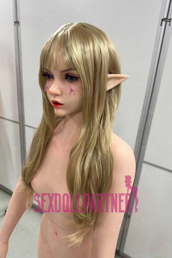 Realistic elf sex doll with long blonde hair and pointed ears for sensory intimacy and companionship.
