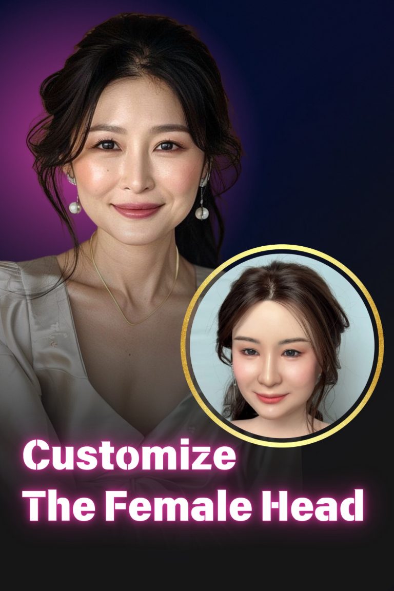 High-quality female doll head customization for realistic appearance.