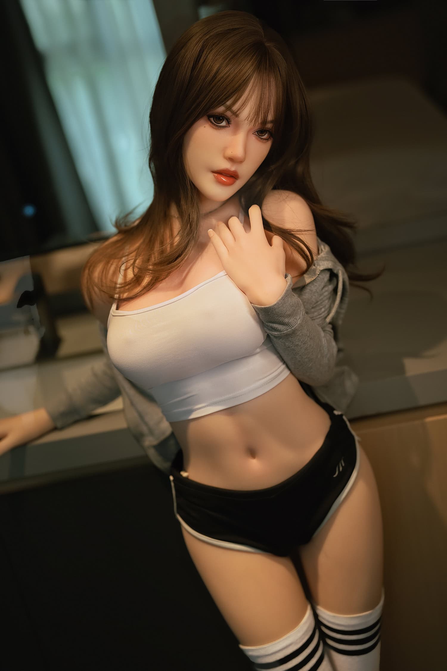 Realistic sex doll with detailed facial features and a lifelike body design for adult companionship.