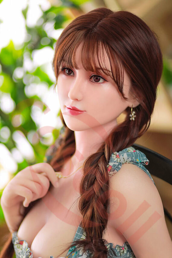 Silicone love doll with realistic facial features and detailed hair, perfect for companionship and intimacy.