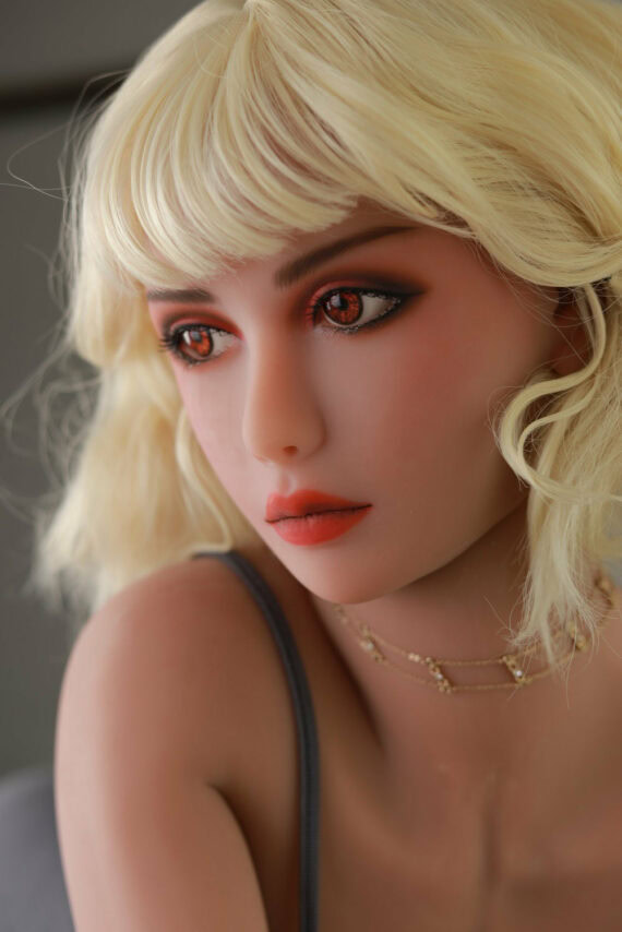 Realistic sex doll with blonde hair and detailed features for adult companionship.