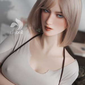 Gorgeous lifelike female sex doll with blonde hair and realistic features for adult companionship.
