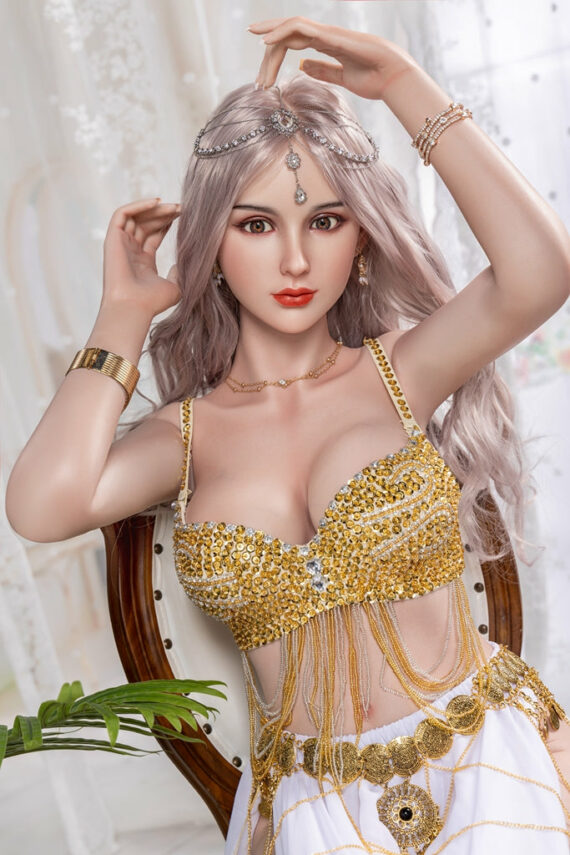 Luxurious doll with detailed jewelry and elegant attire for realistic aesthetics.